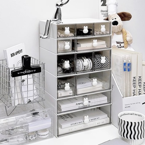 Minimalist stylish stationery storage box desk multi-compartment drawer-style pen holder cabinet office tape hair accessories miscellaneous