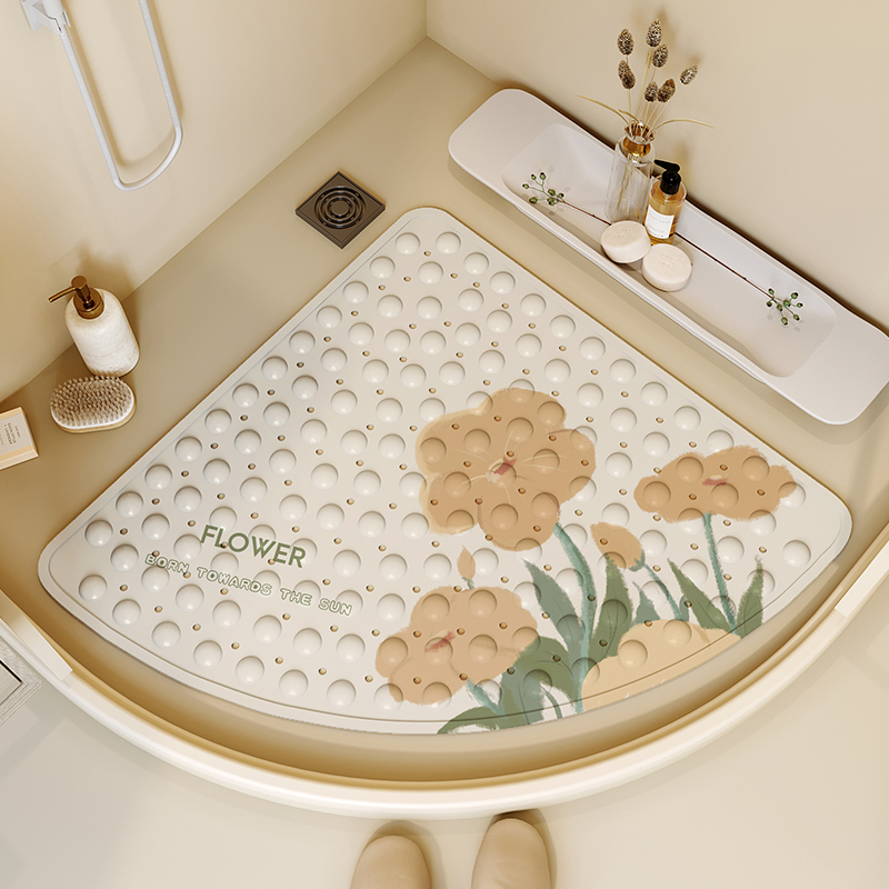 봄 따뜻한 태양 욕실 미끄럼 방지 매트 - 부채 모양
