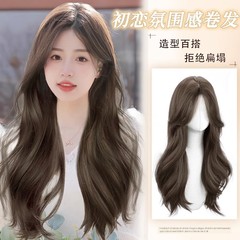 許昌のかつらの女性の長いカールの大きい波の自然な八の字の中で前髪のカバーの全頭のかつらの女性の全頭の長い髪を分けます。
