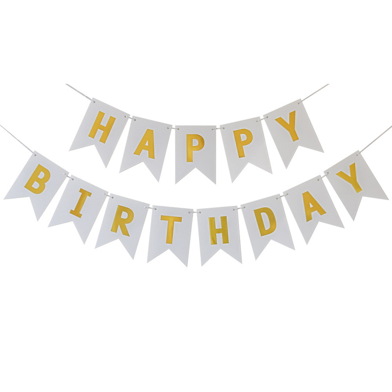 箔押し魚尾誕生日おめでとう旗happy birthdayパーティー装飾誕生日おめでとうバナー花|undefined