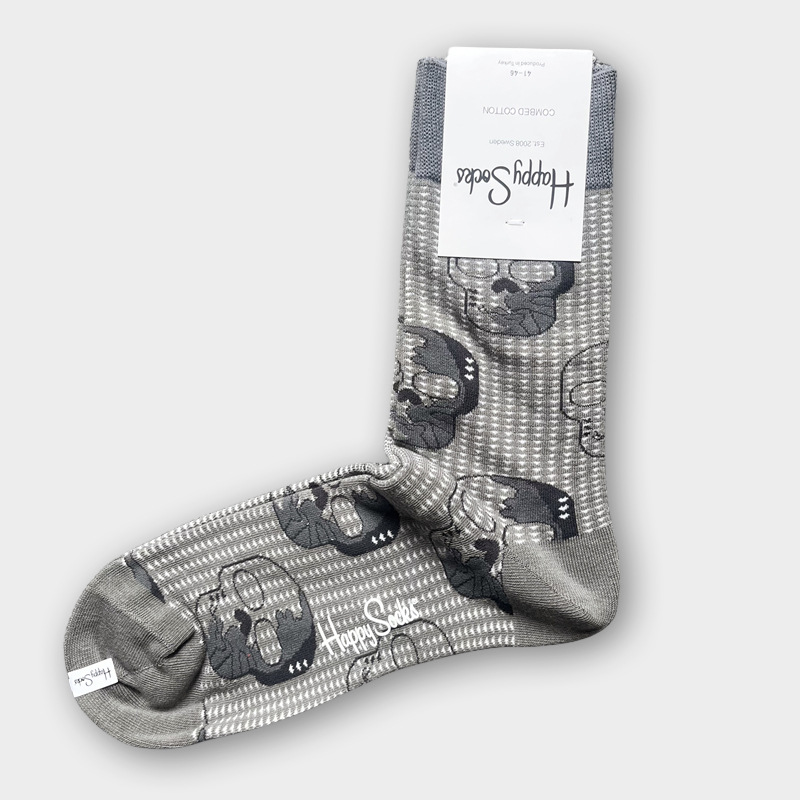 ハッピーソックス メンズソックス ミドル丈 コーマ綿 吸汗消臭 通気性 スウェーデン製 おしゃれ カラフル 薄手