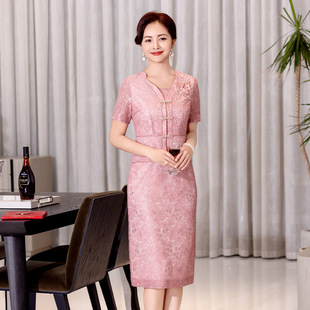 2025 New Summer Wedding Banquet Mother's Holiday Two-Piece Dress Petite Elegant Slim Lace Dress