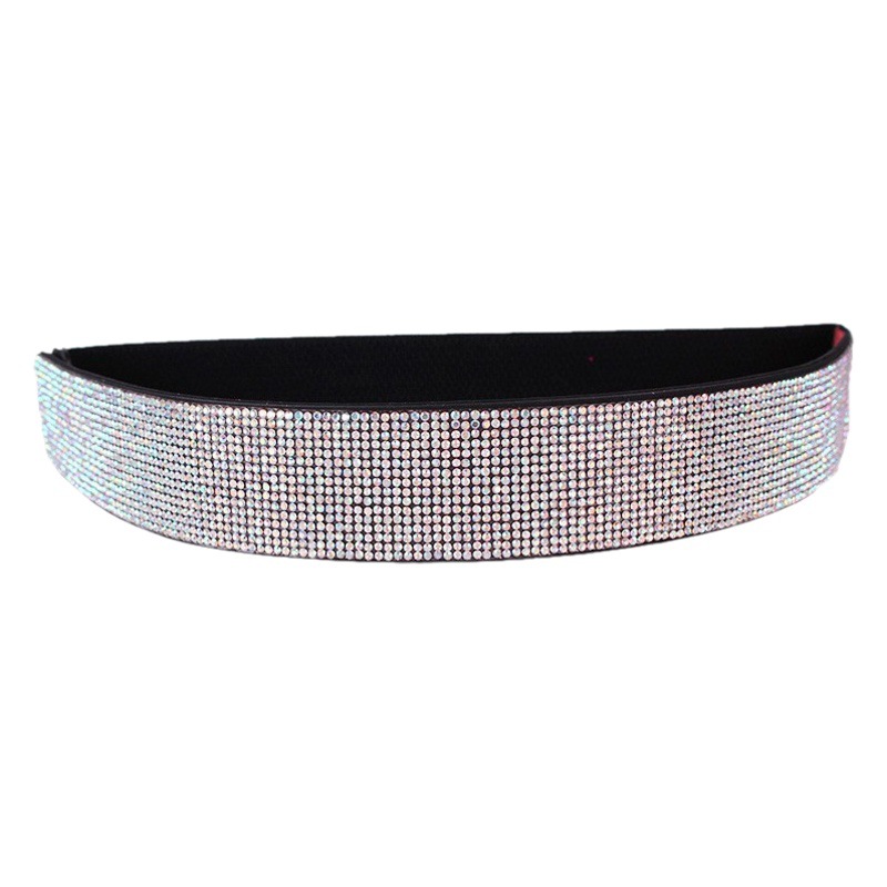 Bling rhinestone diamante-incrustado elástico cinturón ancho flash Diamante de las mujeres todo partido cristal cintura sello moda cinturón elástico