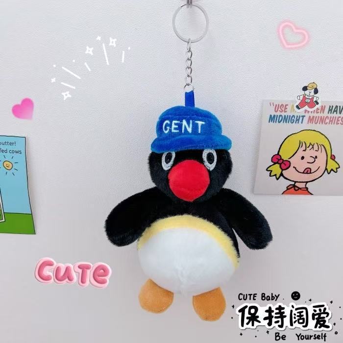 漫画のピンク色のペンギンバッグキーホルダー、ミニおもちゃ、クリエイティブなギフト、リボン付き|undefined
