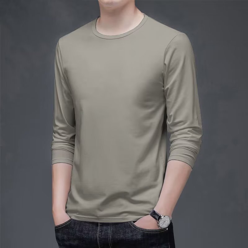 Autumn long-sleeved T-shirt autumn clothes men's round neck bottoming shirt T-shirt inner wear slim men's top clothes plus size trendy Autumn long-sleeved T-shirt autumn clothes men's round neck bottoming shirt T-shirt inner wear slim men's top clothes plus size trendy