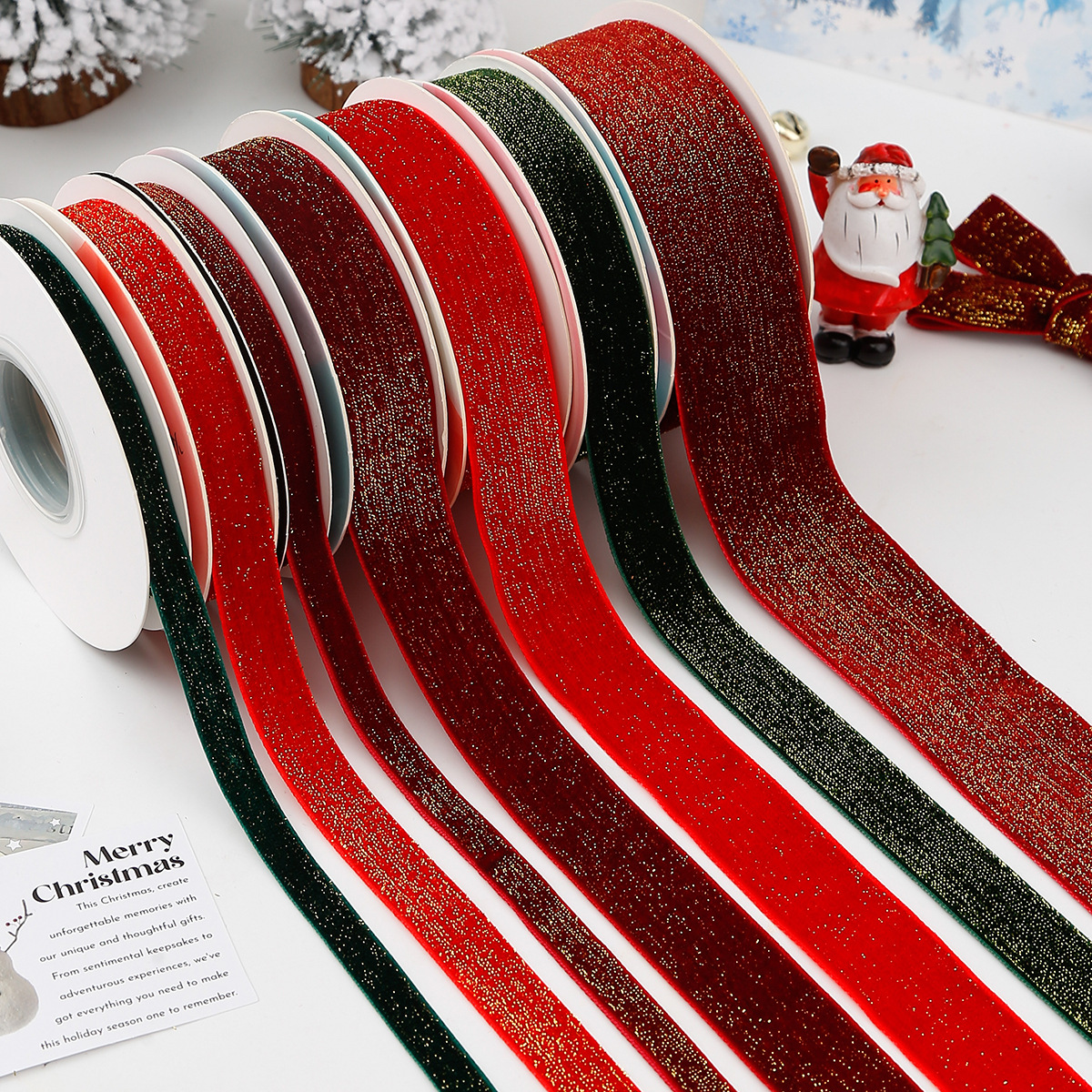 Año Nuevo vino al por mayor transfronterizo cinta de terciopelo cinta de regalo de Navidad arco DIY hecho a mano