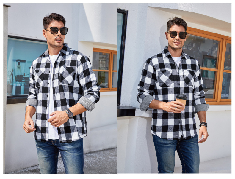 Autumn and winter flannel plaid size, men's shirt, inch shirt_voghion.com