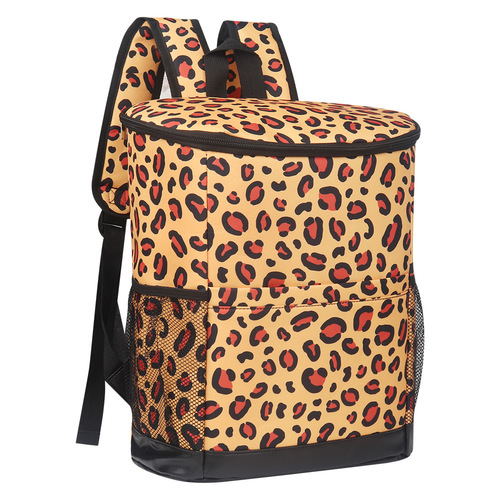 American-style outdoor ice bag, water leopard print dual shoulder insulated picnic bag, portable refrigerated red wine ice pack backpack