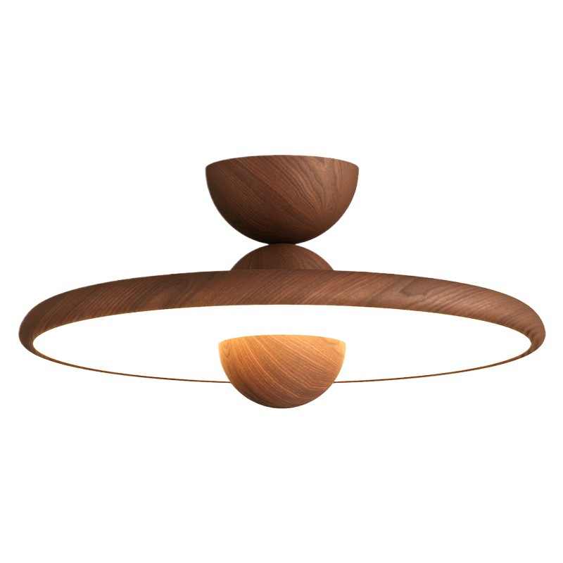 Lámpara de dormitorio, moderno y simple, color de nogal, candelabro de restaurante de estilo antiguo, lámpara de techo de dormitorio principal de espectro completo