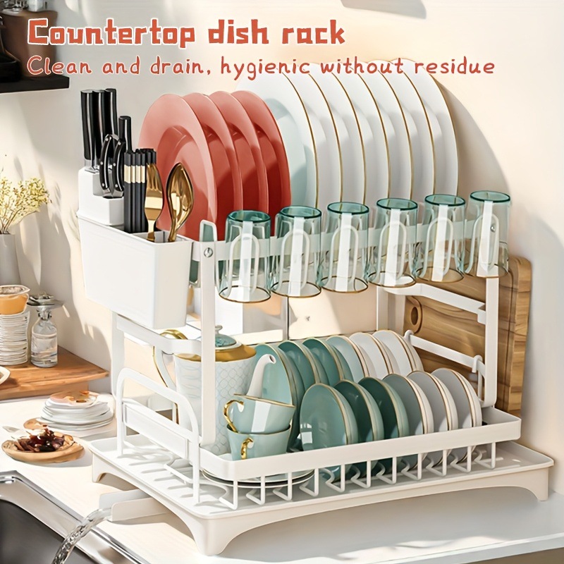 Doble Dish Rack For 2 tier Kitchen Countertops Cutlery transfronterizo