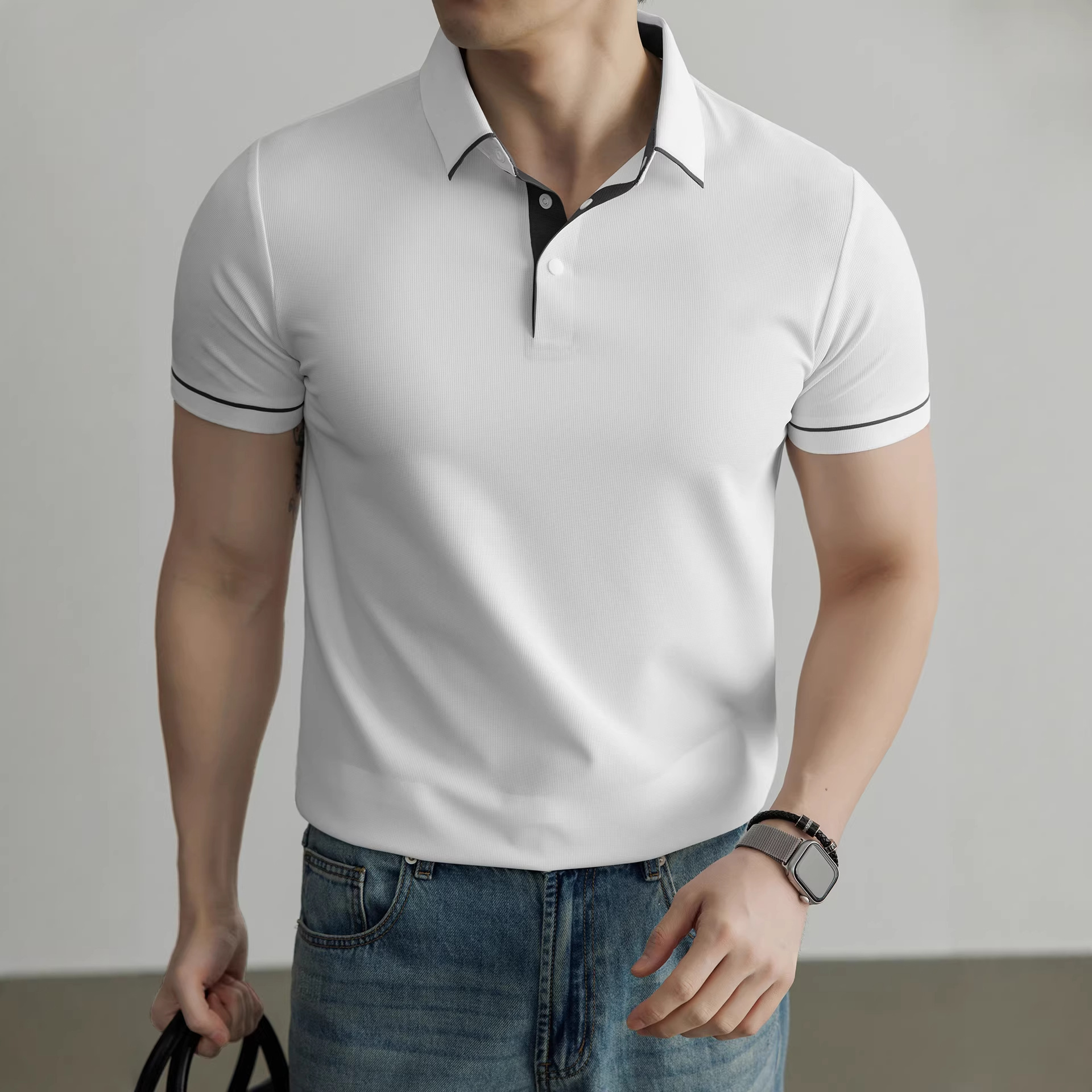 10A Antibacterial Sunscreen Ice Silk Short-Sleeve Polo Shirt Men's 2026 Summer New Business Casual Men's T-Shirt Top