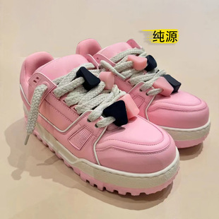 L Brand Chubby Little White Shoes Loafers Height-Increasing Dad Shoes Unisex Couple Shoes Thick-Soled Sneakers
