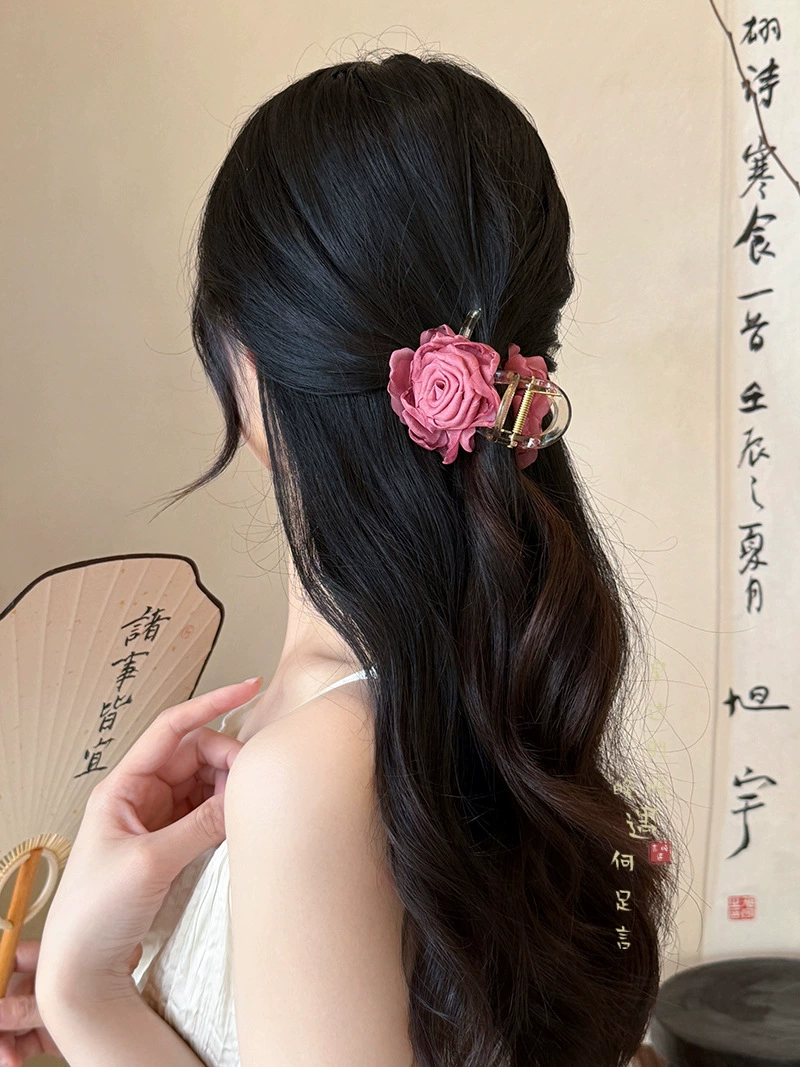 Атмосферная заколка для волос для фотосессий, крабовая заколка, модная hair accessory, с цветами
