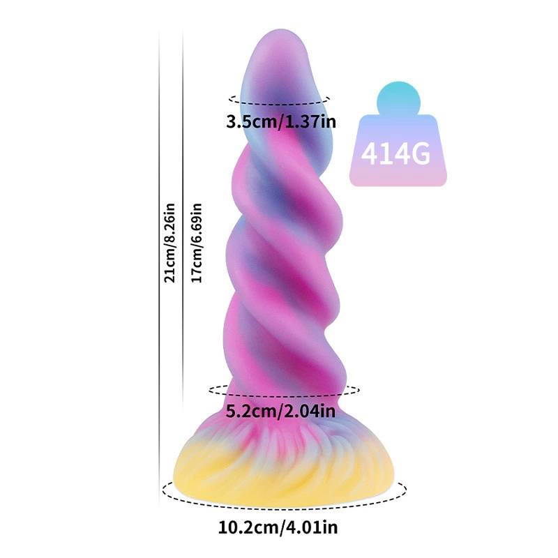 Силиконовый вагинальный dildo, светящийся платиновый силикон, фактурный фантазийный дизайн, 18,6 × 5,6 см