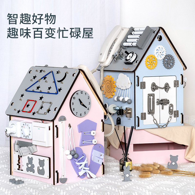 Madera ocupado tablero casa niños Montessori 1-2 años bebé casero DIY educación temprana juguetes educativos