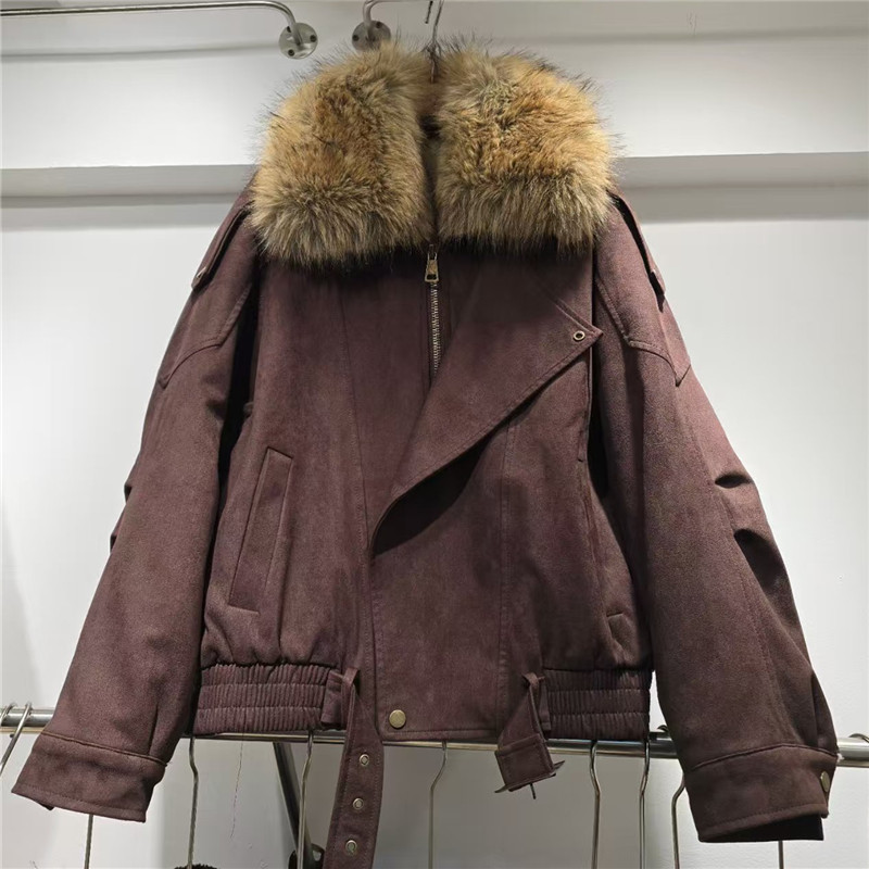 América pequeña fragancia Meirard marrón locomotora chaqueta de algodón mujer 2025 chaqueta de invierno gruesa chaqueta de algodón