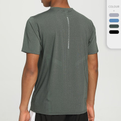 ナイロン速乾衣tシャツ男フィットネスランニングゆるい丸首夏氷糸トレーニング服底打ち運動半袖男