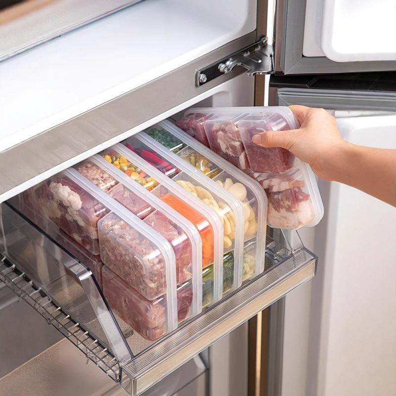 食品グレードの鮮度保持収納ボックス、蓋付き野菜冷凍庫、肉冷蔵庫、食品コンパートメント鮮度保持ボックス、4コンパートメント、6コンパートメントボックス|undefined