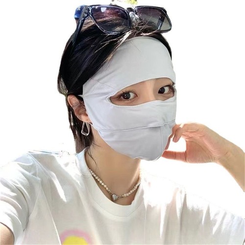 Ice silk sunscreen mask for women summer thin UV protection full face eye corner cool breathable driving face kini