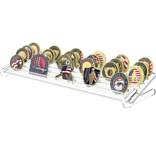 Acrylic Transparent Challenge Coin Display Stand 5 Rows Can Accommodate 28 Coins Suitable for Home and Office