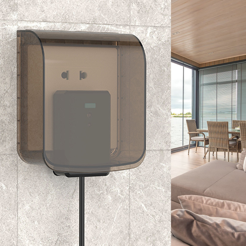 Home 86-type self-adhesive inclined offset five-hole socket with waterproof box and splash-proof protective cover