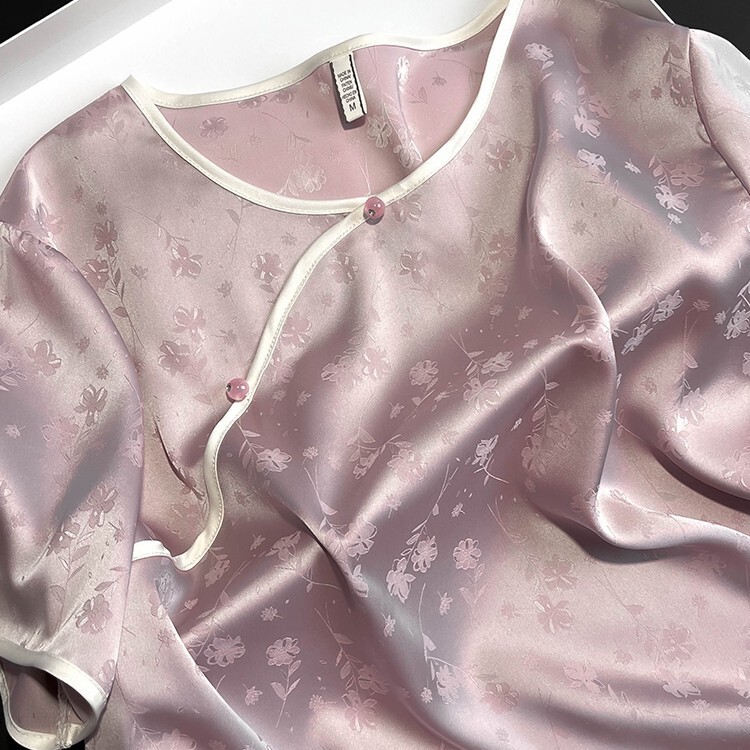 Mulberry Silk Pajamas for Women Summer Chinese Style Home Clothes Silk Short-Sleeved Home Clothes Set