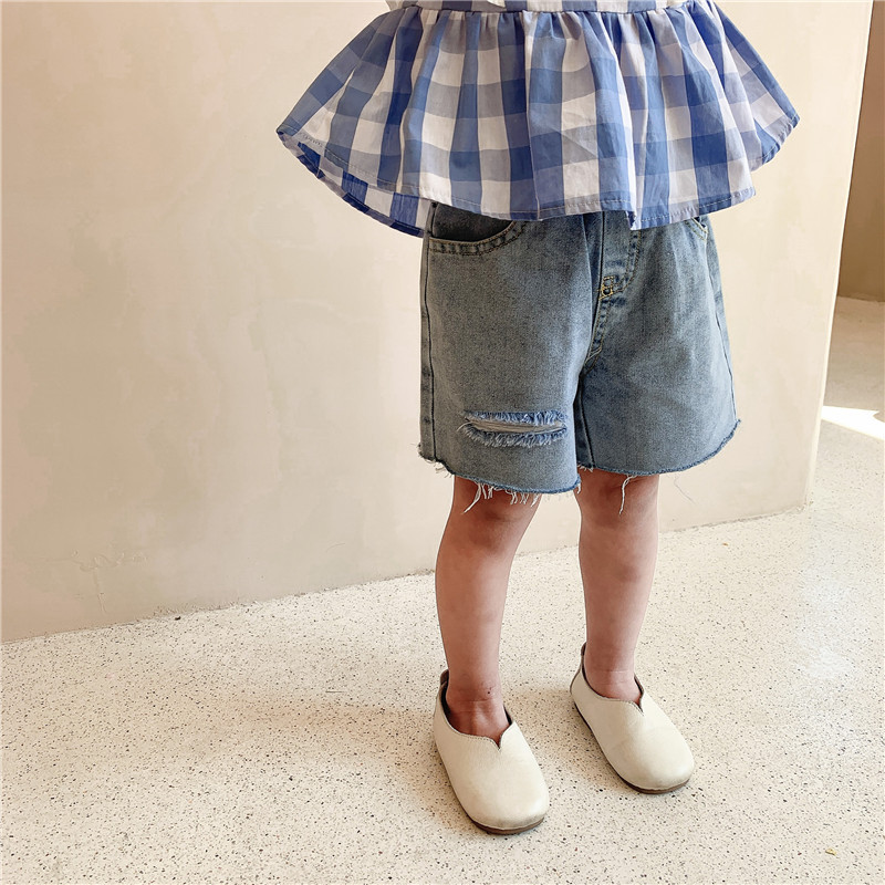 儿童破洞牛仔短裤2021夏季新款女童韩版休闲裤子时尚洋气牛仔短裤