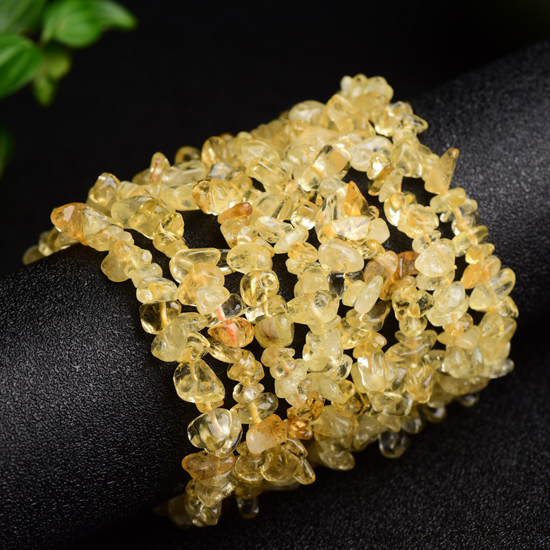 Pulsera de anillo único de piedra de cuartil natural irregular pulsera de cuerda elástica de piedra original estilo fresco simple y versátil