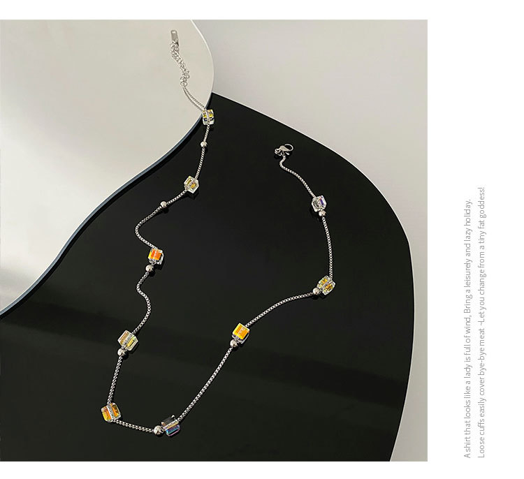 Simple Style Square Titanium Steel Beaded Necklace 1 Piece