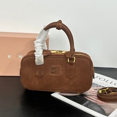 秋と冬のボストンスエードハイエンドMiaojiaつや消しレトロボウリングハンドヘルドショルダークロスボディレディースバッグギフトボックス付き