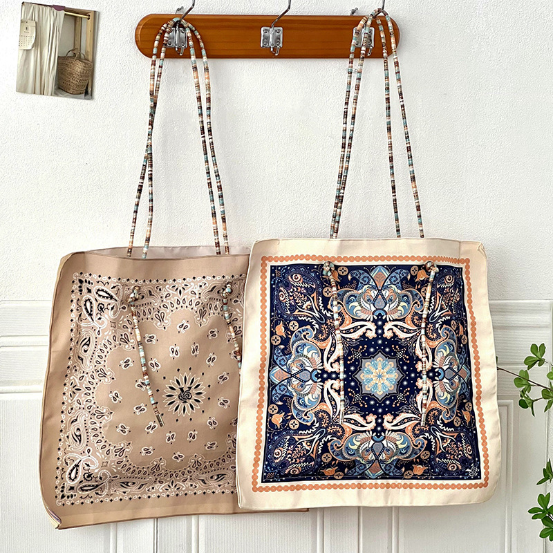 Bolso de mujer nuevo estilo de vacaciones estilo de viaje de alta capacidad impresión de doble cara bolso de hombro