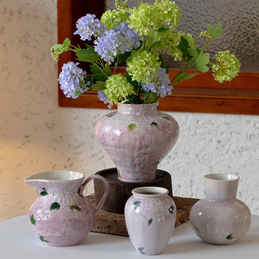 Casual Modern Large-Mouth Ceramic Vase Decoration Living Room Flower Arrangement Accessible Luxury High-End American Dining Table Entrance Decoration