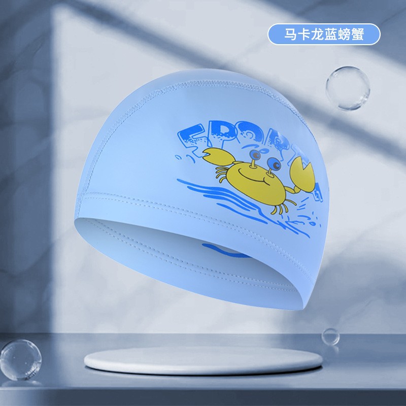Logo personalizado sombreros de natación para niños recubiertos PU dibujos animados lindos niños y niñas impermeables gorras de protector de orejas fábrica directa