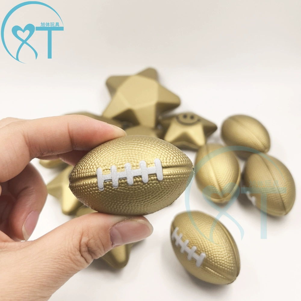 Популярный мини-мяч для регби из пенополиуретана с золотым покрытием, 4 см, эластичный, для снятия стресса и вентиляции,跨境