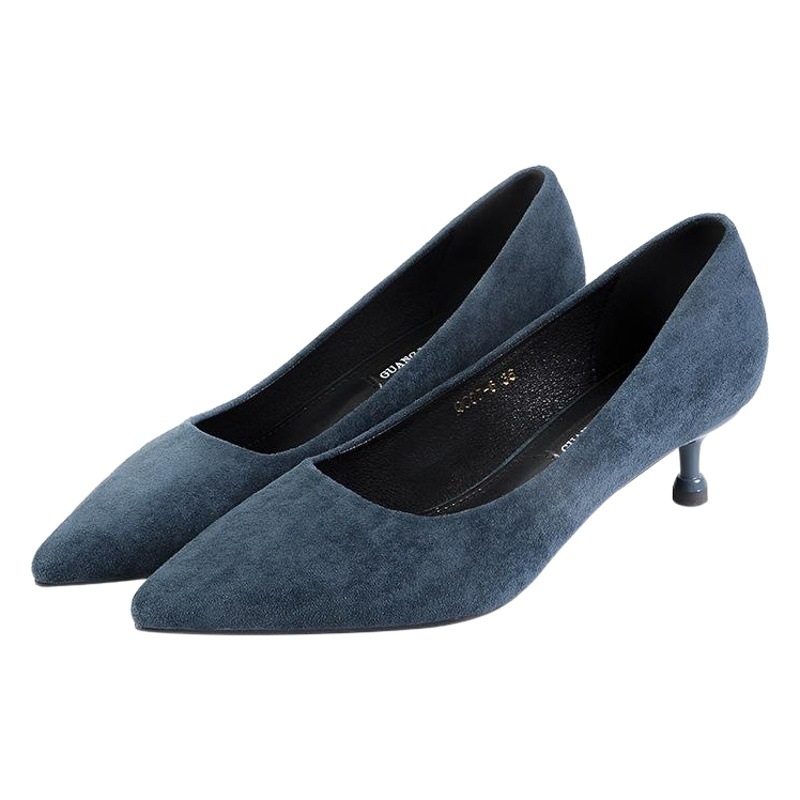 Ventas directas de fábrica 2019 otoño nuevo estilo tacones altos puntiagudos zapatos de mujer de tacón de aguja todo fósforo boca baja zapatos de trabajo de tacón medio para mujer