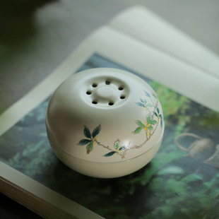 Grass and wood gray flower and grass incense burner vintage line incense holder Zen incense burner home ceramic creative small incense burner
