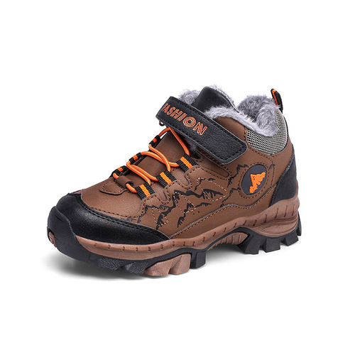 Little yellow duck children's hiking shoes, spring new outdoor anti-slip wear-resistant leather waterproof hiking shoes, boys 'sneakers