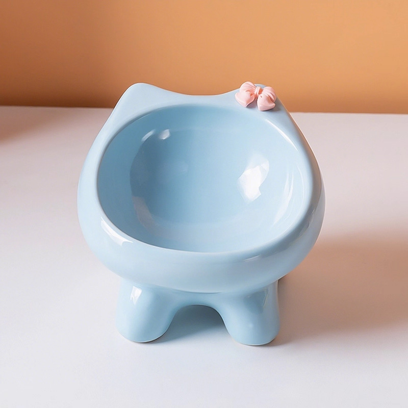 Ceramic Cat Bowl With Neck Support Slanted Mouth Design Pet Food And Water Bowl For Cats And Dogs Cute Basin_voghion.com