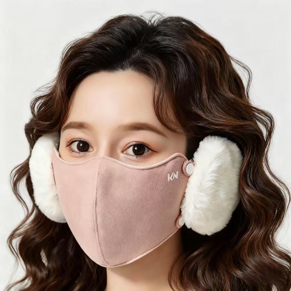 Winter Warm Mask Ear Protection Two-In-One Detachable Windproof Fleece-Lined Earmuffs for Men and Women Outdoor Cycling Enlarged Mask
