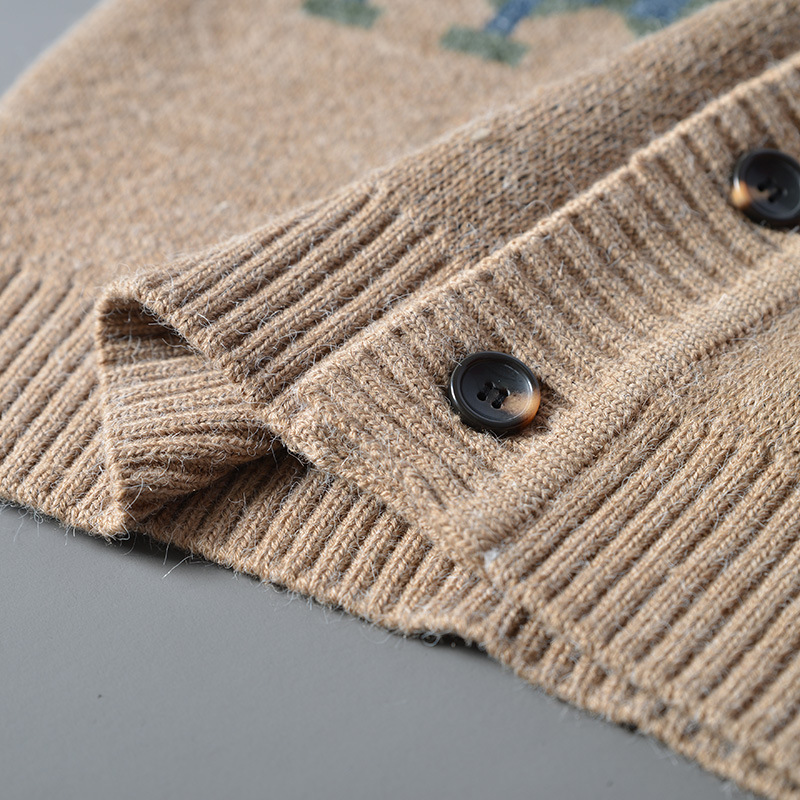 Suéter japonés retro de hombre primavera y otoño color contrastante suelto V-cuello chaqueta casual camiseta de punto de tendencia masculina Cardigan