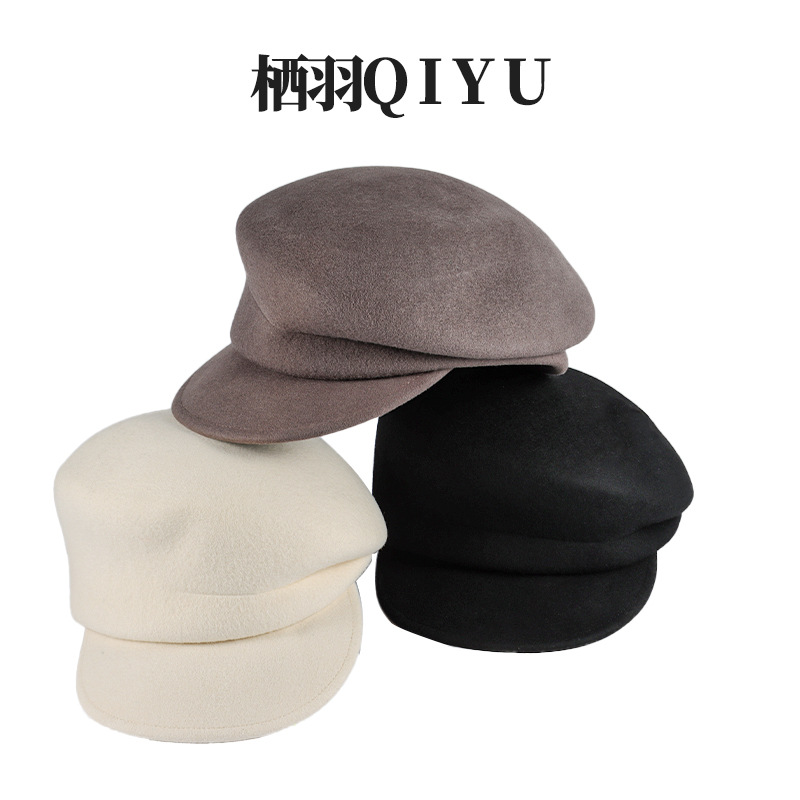 厂家直销秋冬款防晒帽女军帽羊毛帽贝雷帽时尚保暖鸭舌帽一件代发