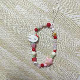 ins可爱立体hellokitty猫五角星草莓手机挂链绳短款ccd相机挂件女