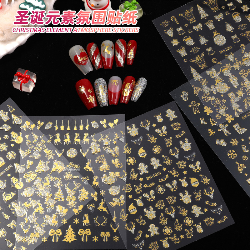 Cross-Border Popular Hot Stamping Christmas Series Nail Art Stickers Light Luxury Cute Elk Snowman Crystal Ball Nail Jewelry Stickers Cross-Border Popular Hot Stamping Christmas Series Nail Art Stickers Light Luxury Cute Elk Snowman Crystal Ball Nail Jewelry Stickers