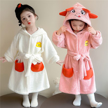 儿童睡袍女孩秋冬季2025新款女宝长款连帽浴衣珊瑚绒冬款女童浴袍