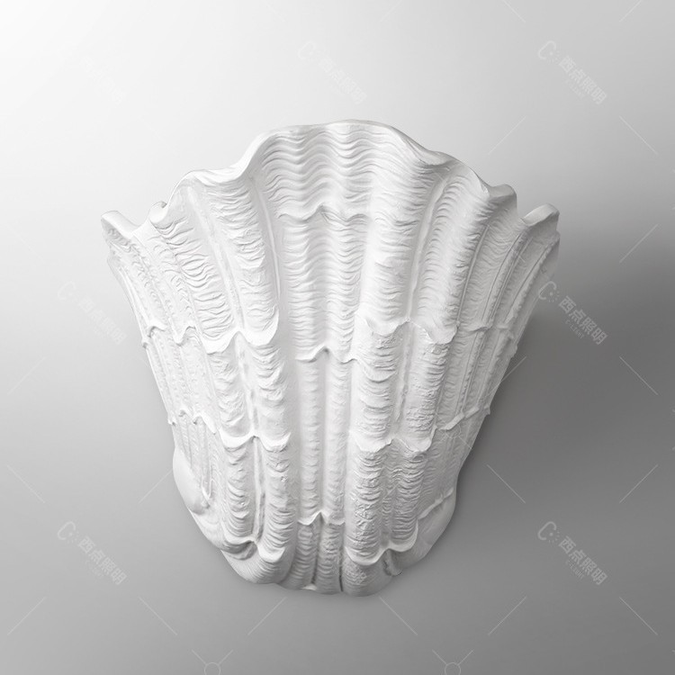 法式贝壳壁灯中古风氛围高级感设计师楼梯过道背景墙明装石膏灯|undefined