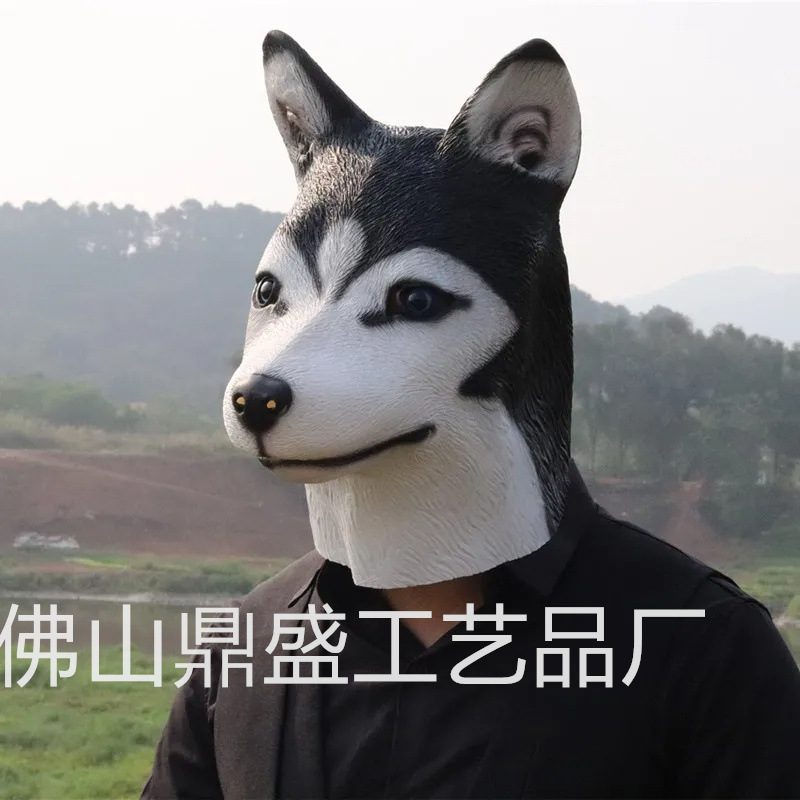 猫星人ラテックスマスクハロウィーン動物猫頭映画道具は緑魚砂彫刻ロバ猿ハスキーを責める