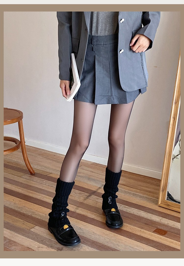 Scaldamuscoli Bootshang, calzini in cotone con risvolto e bottoni, calzini in pile per autunno e inverno, calzini snellenti in lana Maillard a tubo medio, color caffè_voghion.com