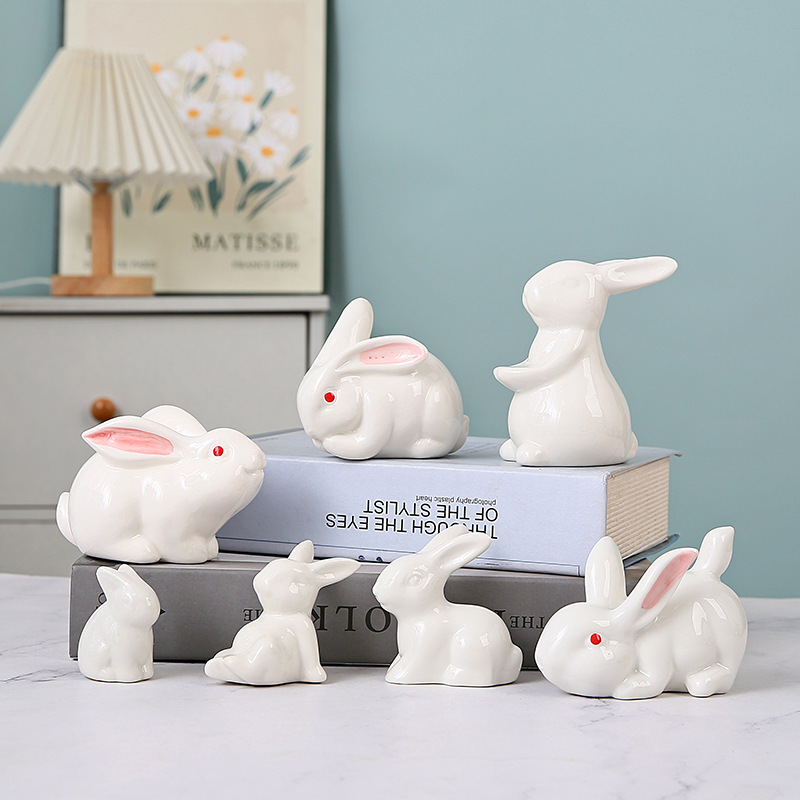 Ceramic Rabbit Ornaments, Simulated Ornaments, Modern Simple Living Room, Study, Tv Cabinet, Home Ceramic Ornaments