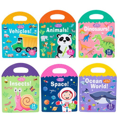 Cross-border children's early education portable quiet jelly sticker book kindergarten enlightenment puzzle cognitive sticker book puzzle