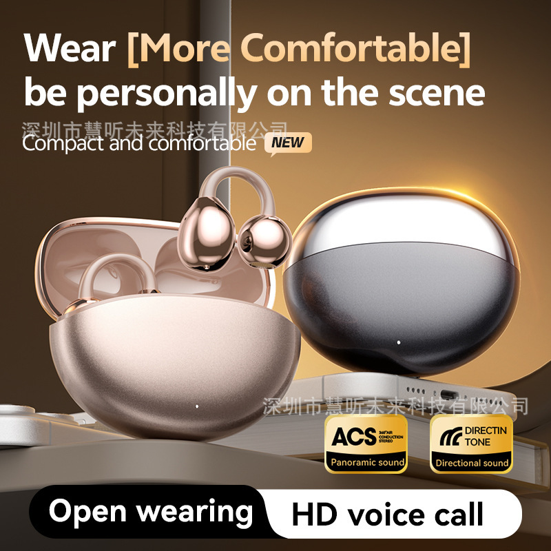2025 New M110 Rose Gold Ear Clip Wireless Bluetooth Headset Ows Air Bone Conduction Clip Ear Bluetooth Headset